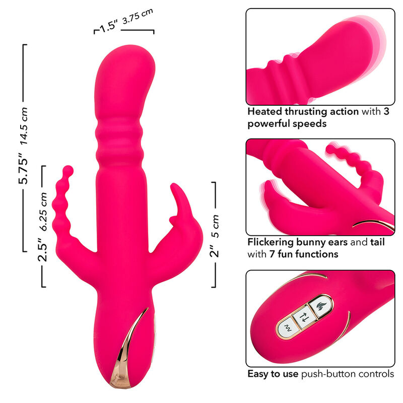 CALEXOTICS - JACK FANTASY TRIPLE VIBRADOR CALENTABLE RABBIT ROSA - immagine 7