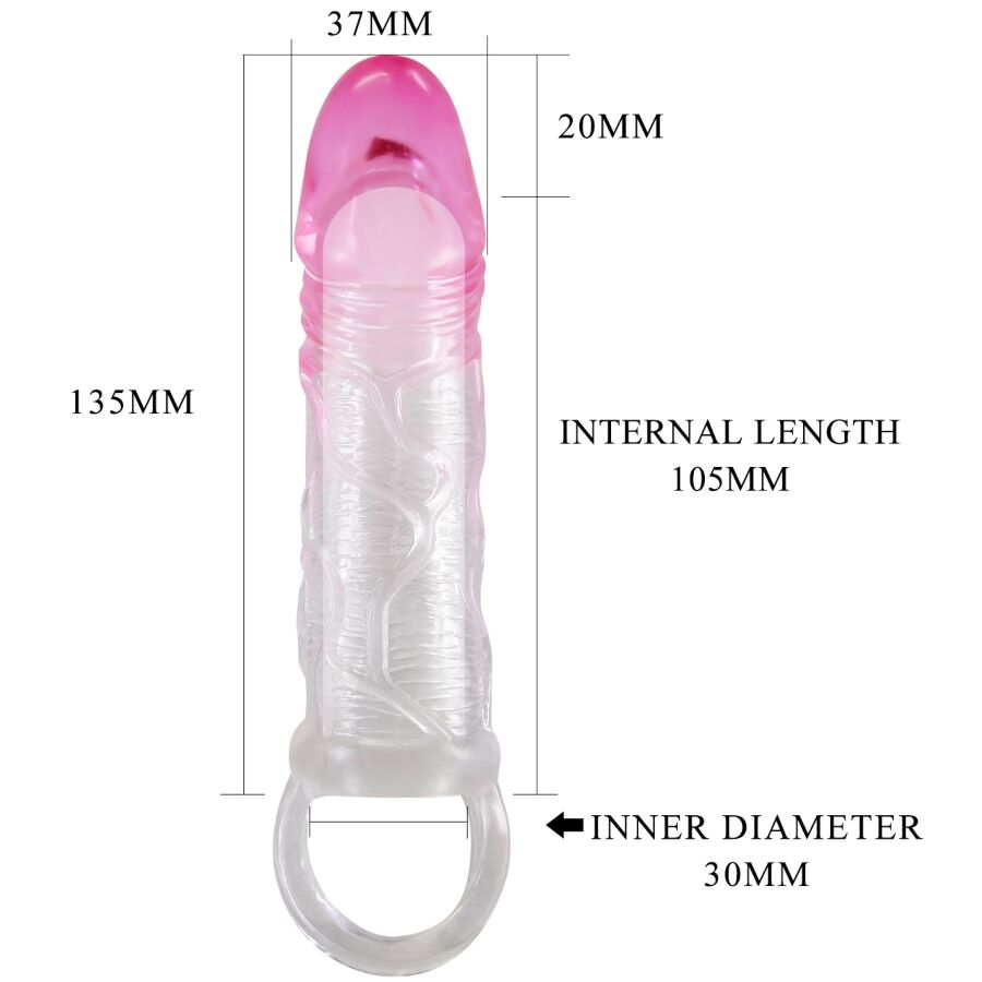 PRETTY LOVE - ODES FUNDA REALÍSTICA ALARGADORA DE 2 CM PARA PENE ROSA - immagine 5
